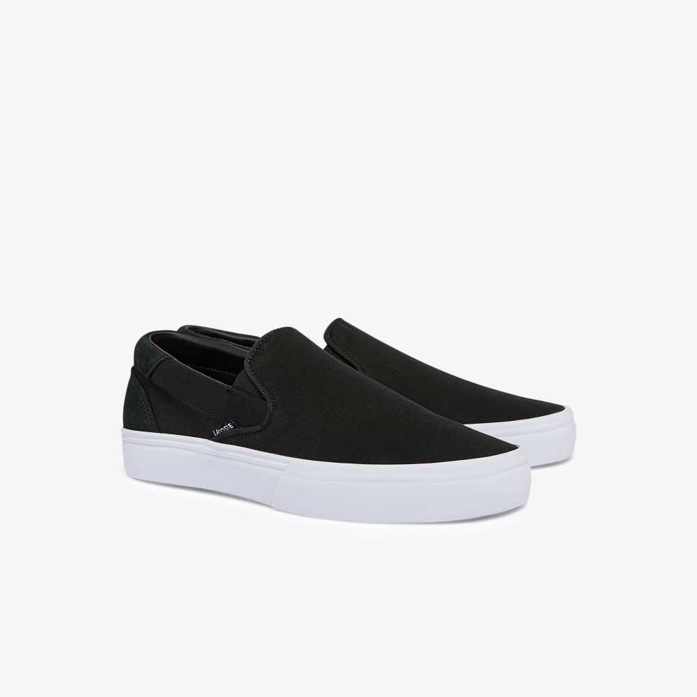 Black/White Lacoste Jump Serve Canvas Slip-On | FYIDKE-239