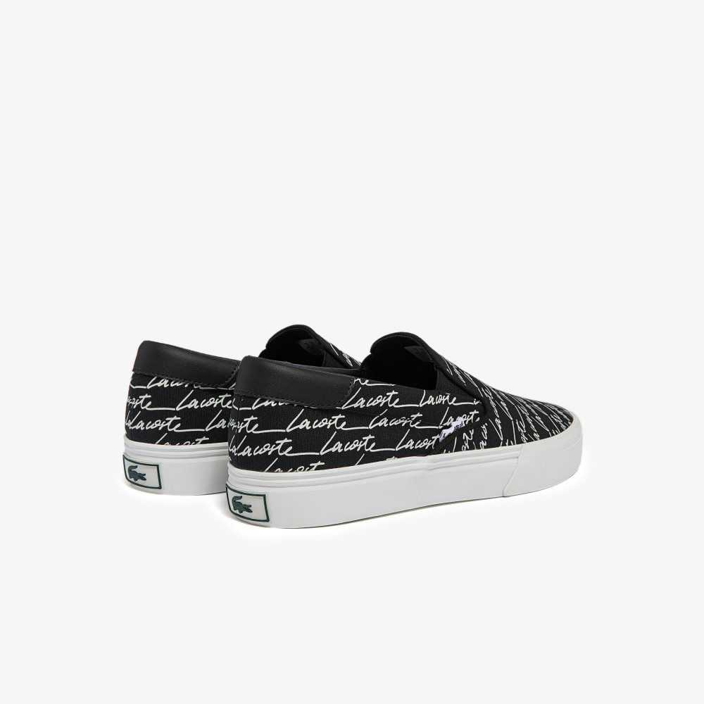 Black/White Lacoste Jump Serve Canvas Slip-On | WVQADP-108