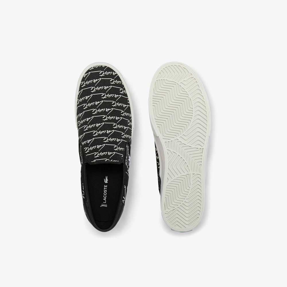 Black/White Lacoste Jump Serve Canvas Slip-On | WVQADP-108