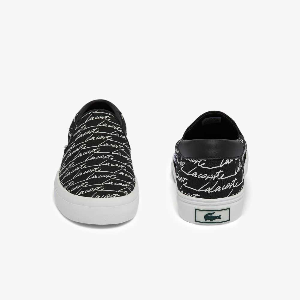 Black/White Lacoste Jump Serve Canvas Slip-On | WVQADP-108