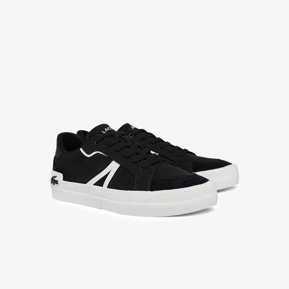 Black/White Lacoste L004 Canvas Sneakers | YHIBCA-819