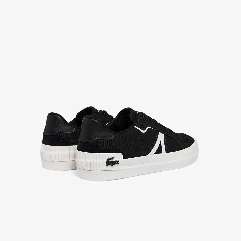 Black/White Lacoste L004 Canvas Sneakers | YHIBCA-819