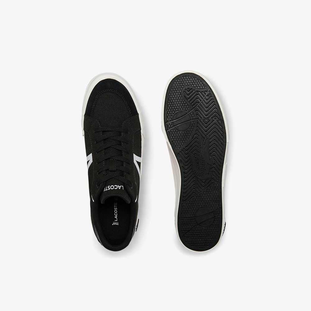 Black/White Lacoste L004 Canvas Sneakers | YHIBCA-819