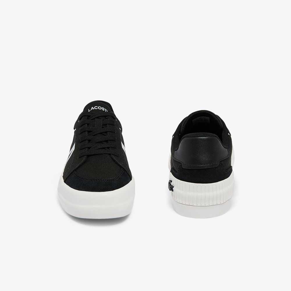 Black/White Lacoste L004 Canvas Sneakers | YHIBCA-819