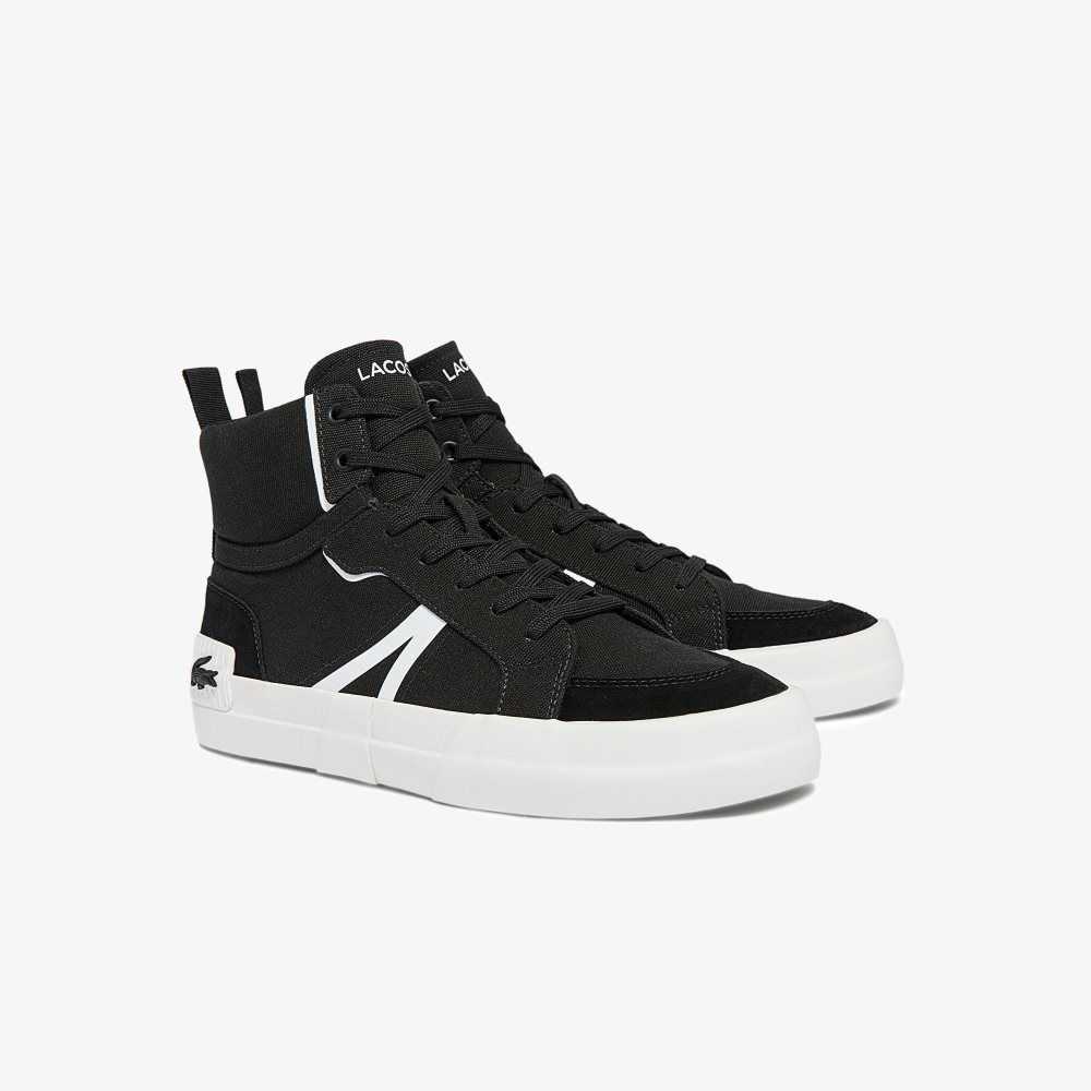 Black/White Lacoste L004 Mid Canvas Sneakers | PHBNWF-264