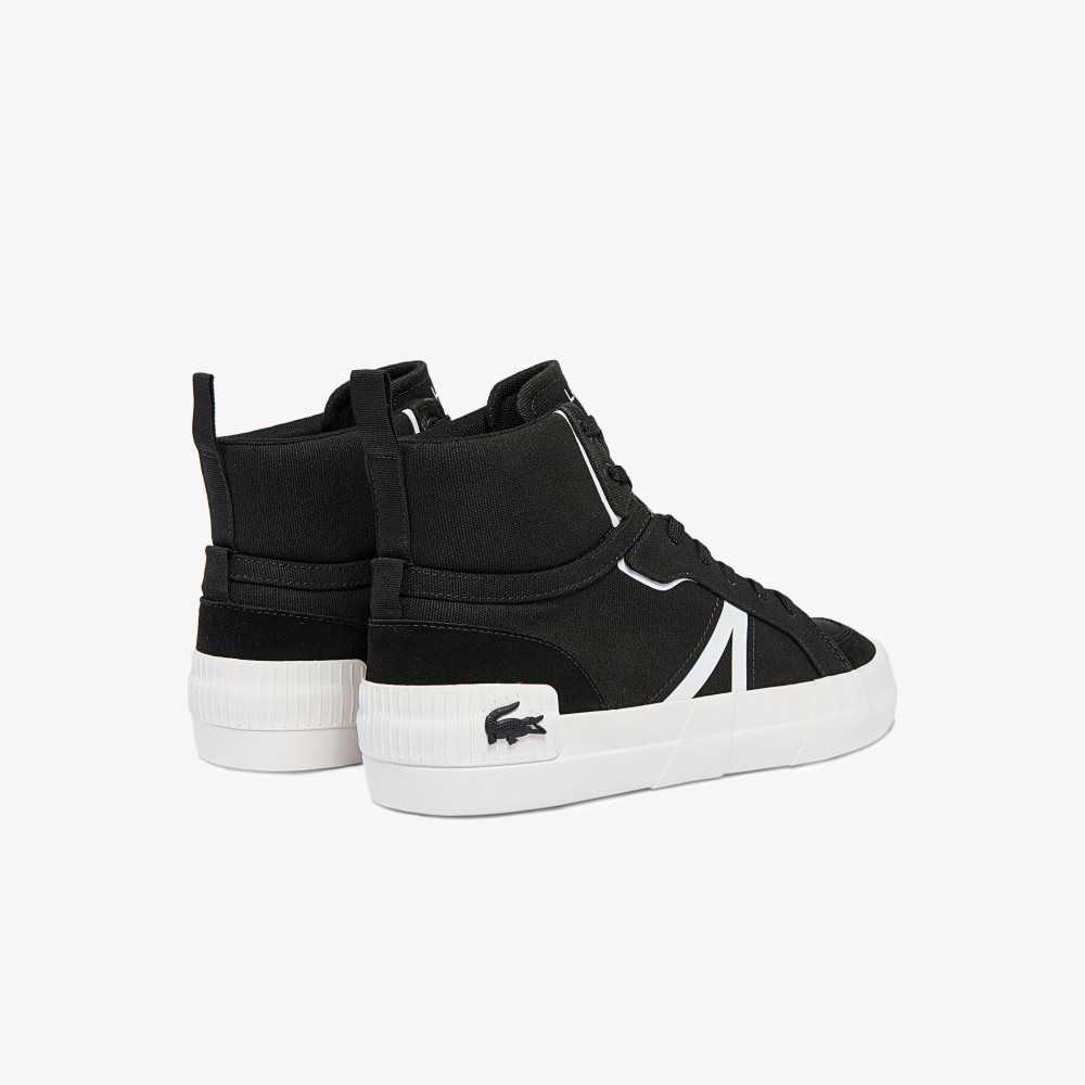 Black/White Lacoste L004 Mid Canvas Sneakers | PHBNWF-264