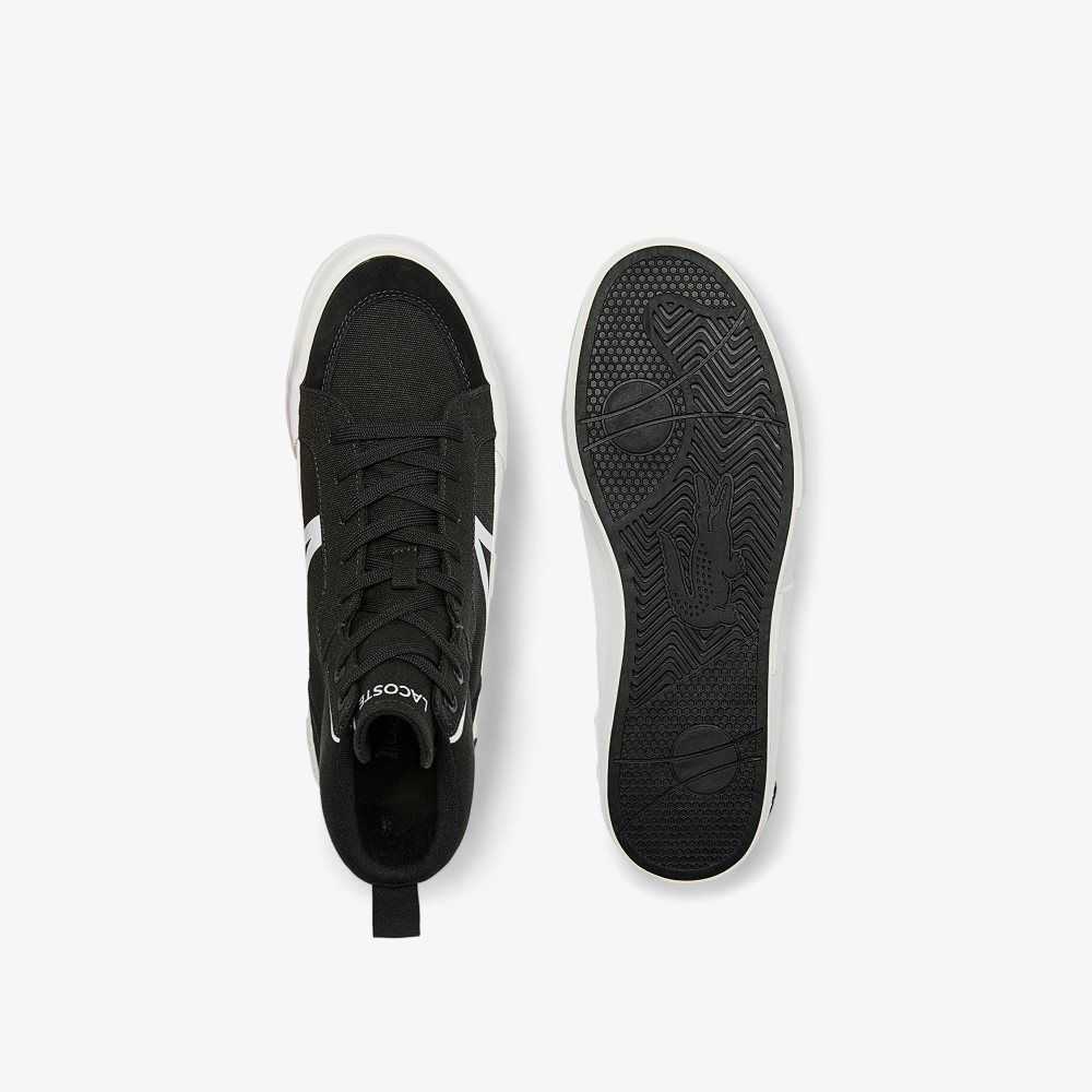 Black/White Lacoste L004 Mid Canvas Sneakers | PHBNWF-264