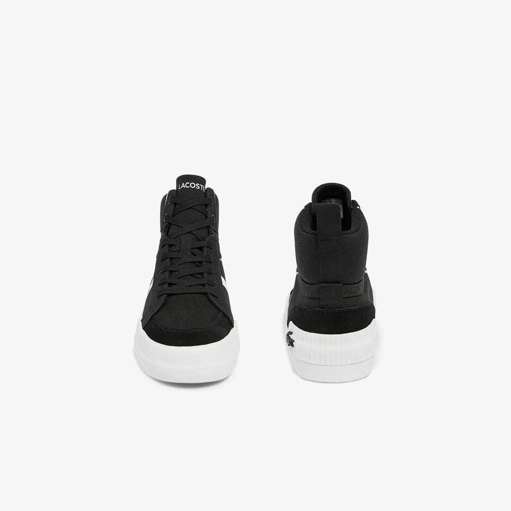 Black/White Lacoste L004 Mid Canvas Sneakers | PHBNWF-264