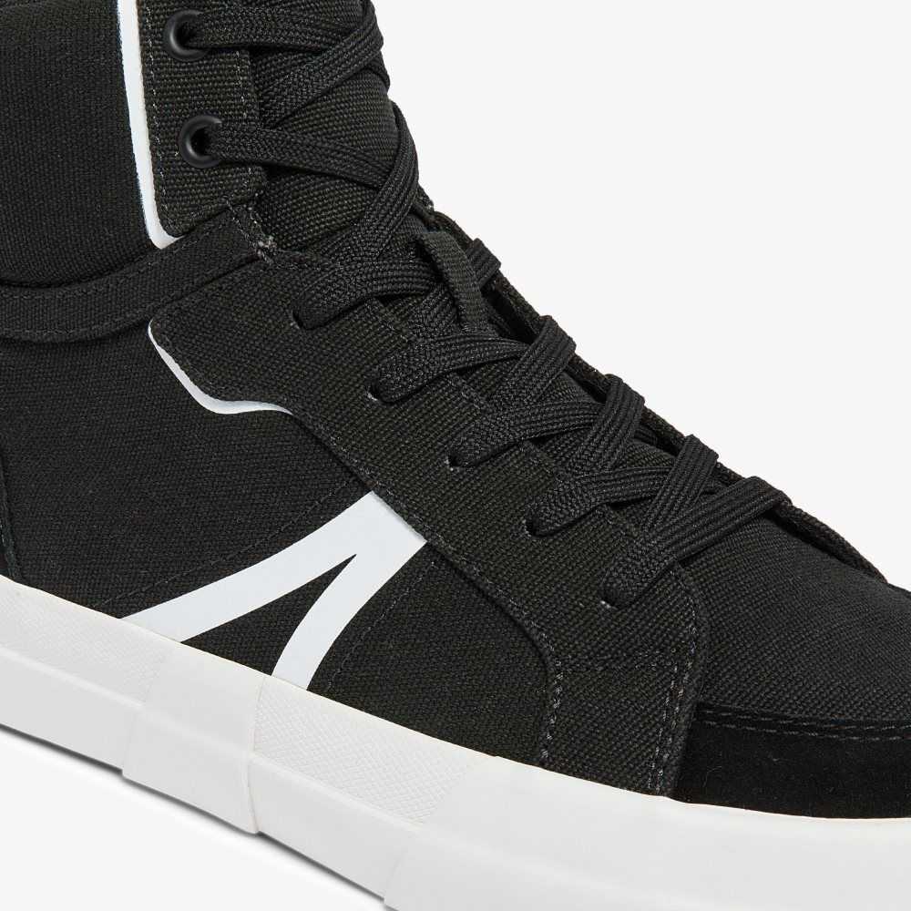 Black/White Lacoste L004 Mid Canvas Sneakers | PHBNWF-264