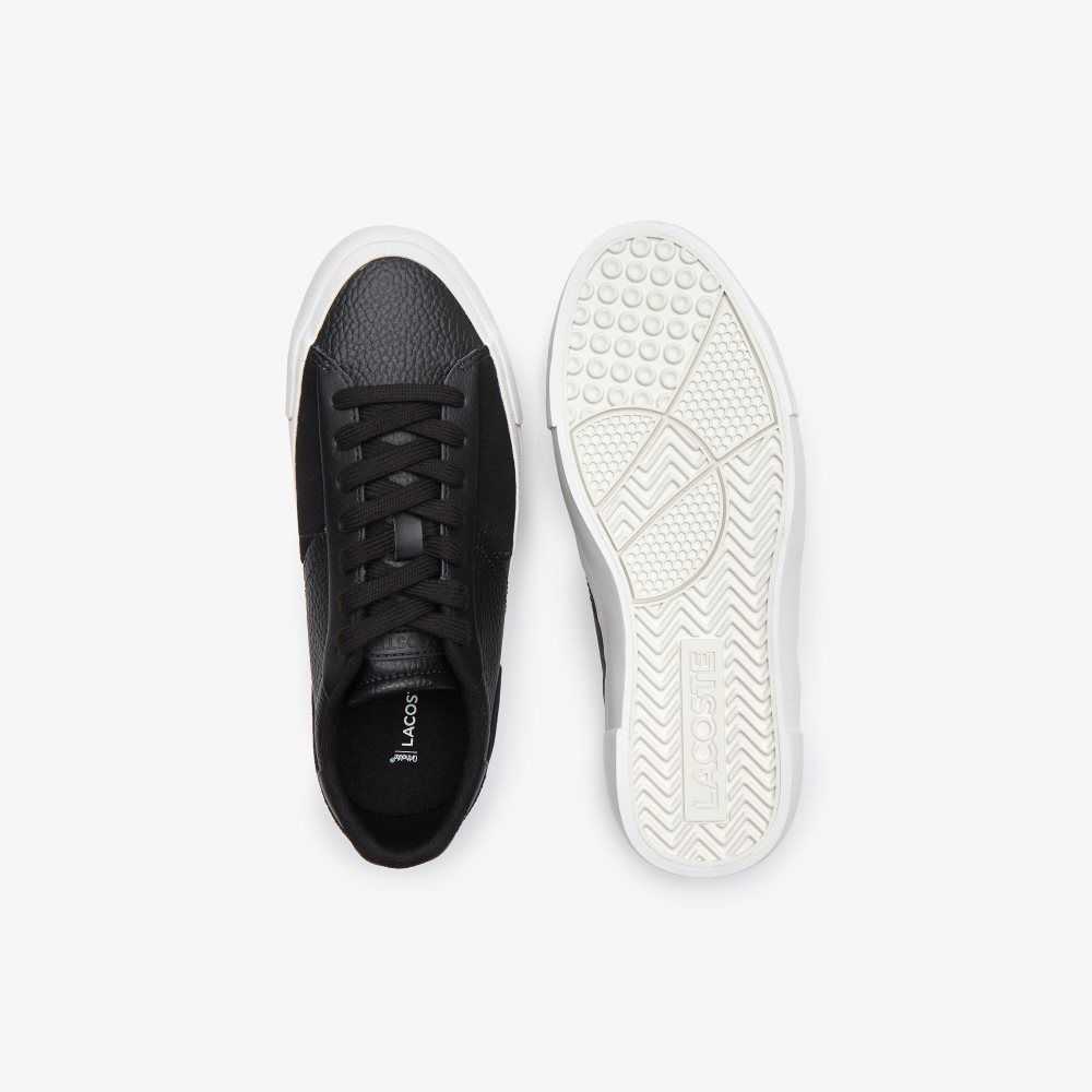 Black/White Lacoste L006 Leather Sneakers | AOGRKJ-764