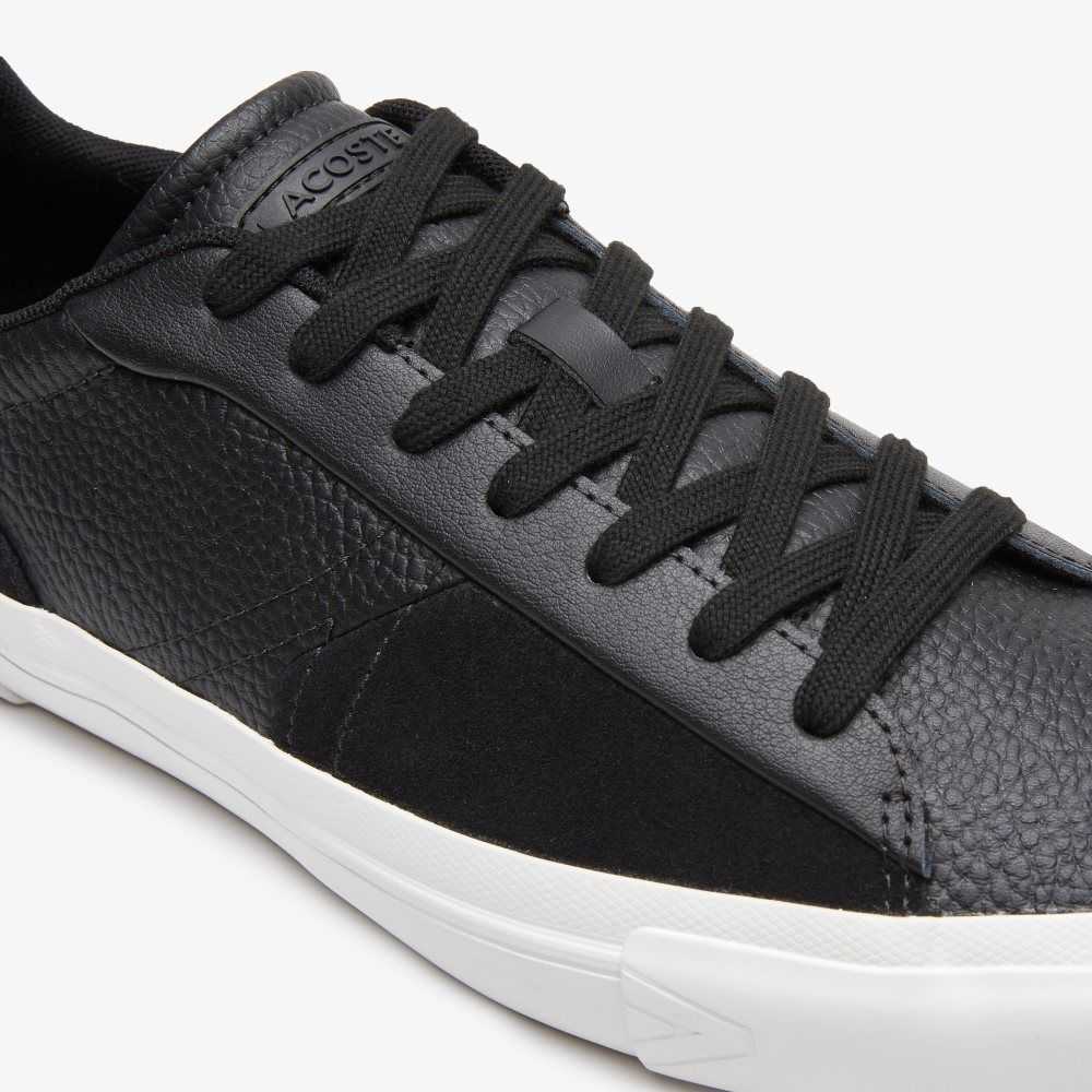 Black/White Lacoste L006 Leather Sneakers | MYFSUI-036