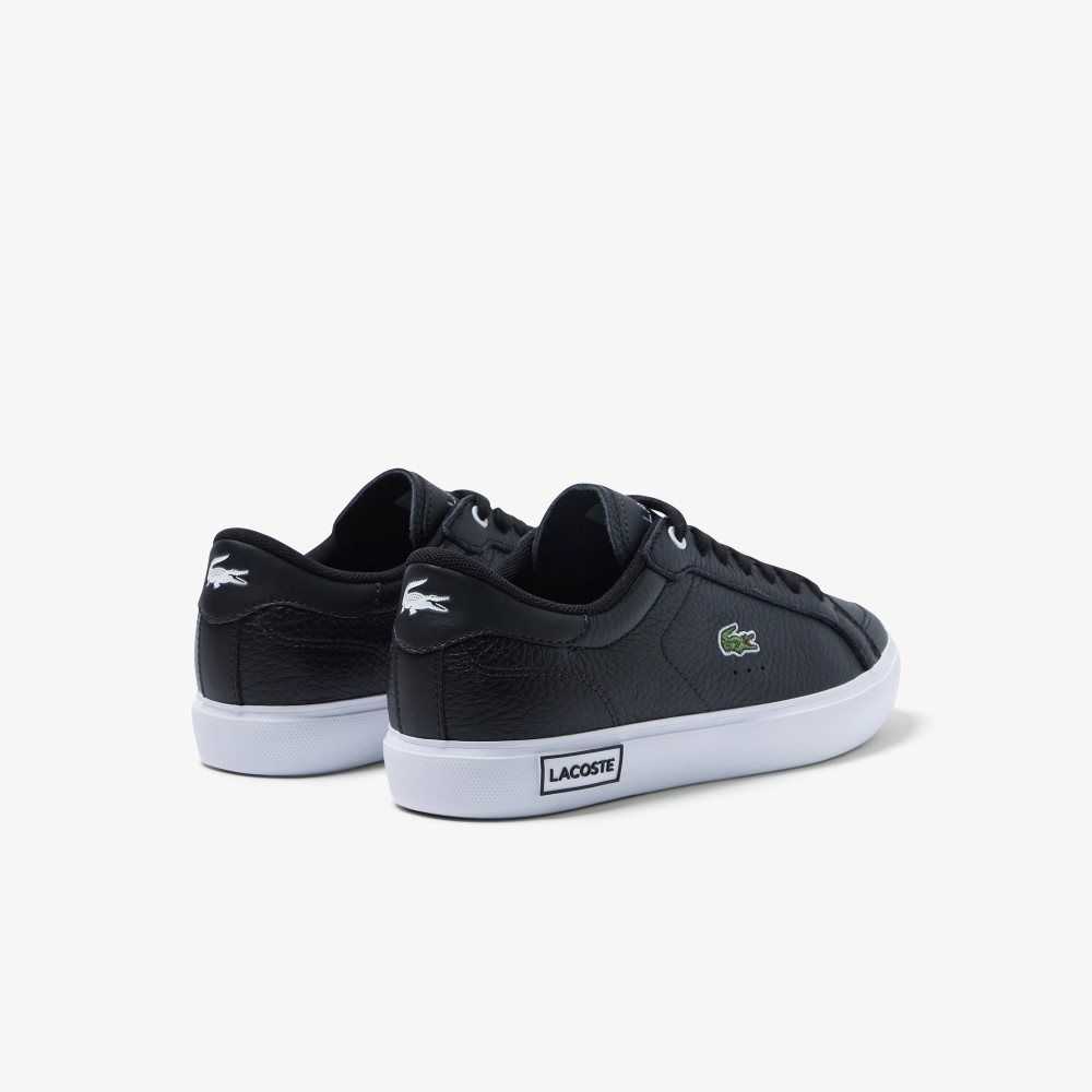 Black/White Lacoste Powercourt Leather Detailed Sneakers | HTERPD-863