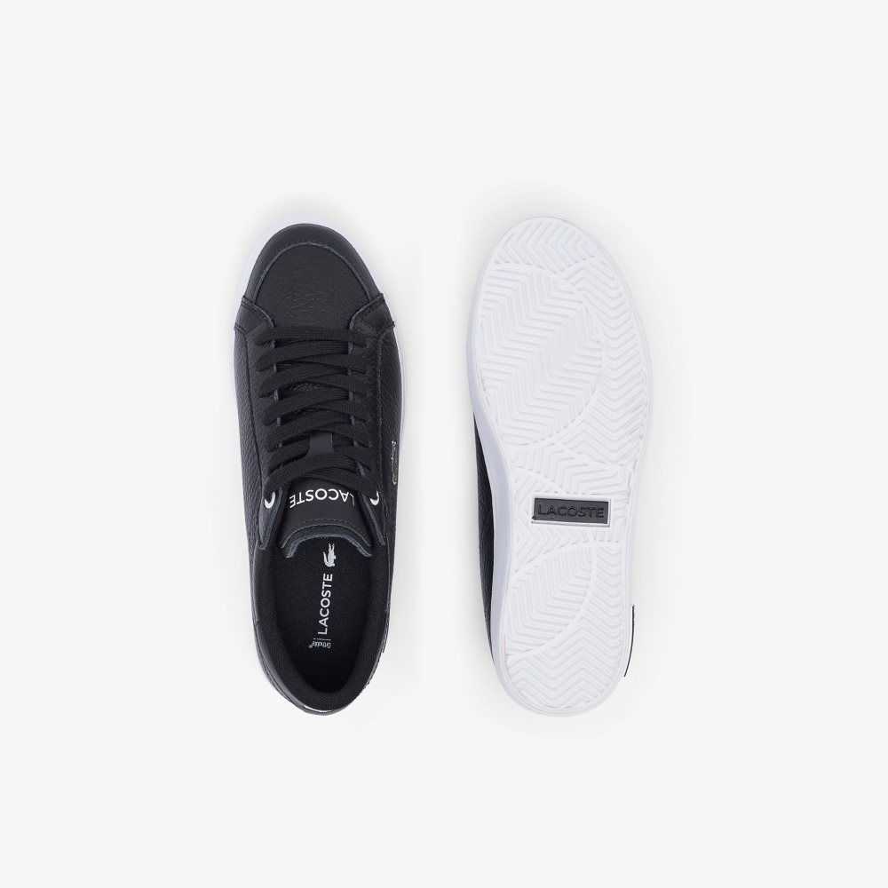 Black/White Lacoste Powercourt Leather Detailed Sneakers | HTERPD-863