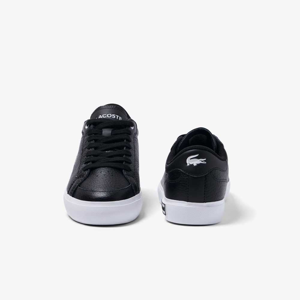 Black/White Lacoste Powercourt Leather Detailed Sneakers | HTERPD-863