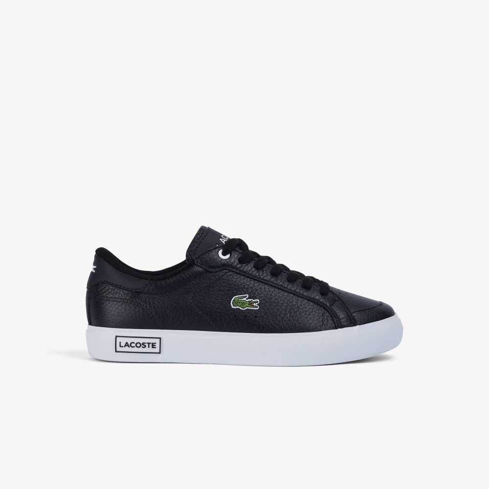 Black/White Lacoste Powercourt Leather Detailed Sneakers | HTERPD-863