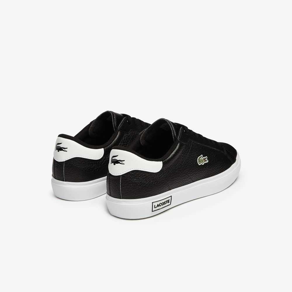 Black/White Lacoste Powercourt Leather Sneakers | LIQCZY-836