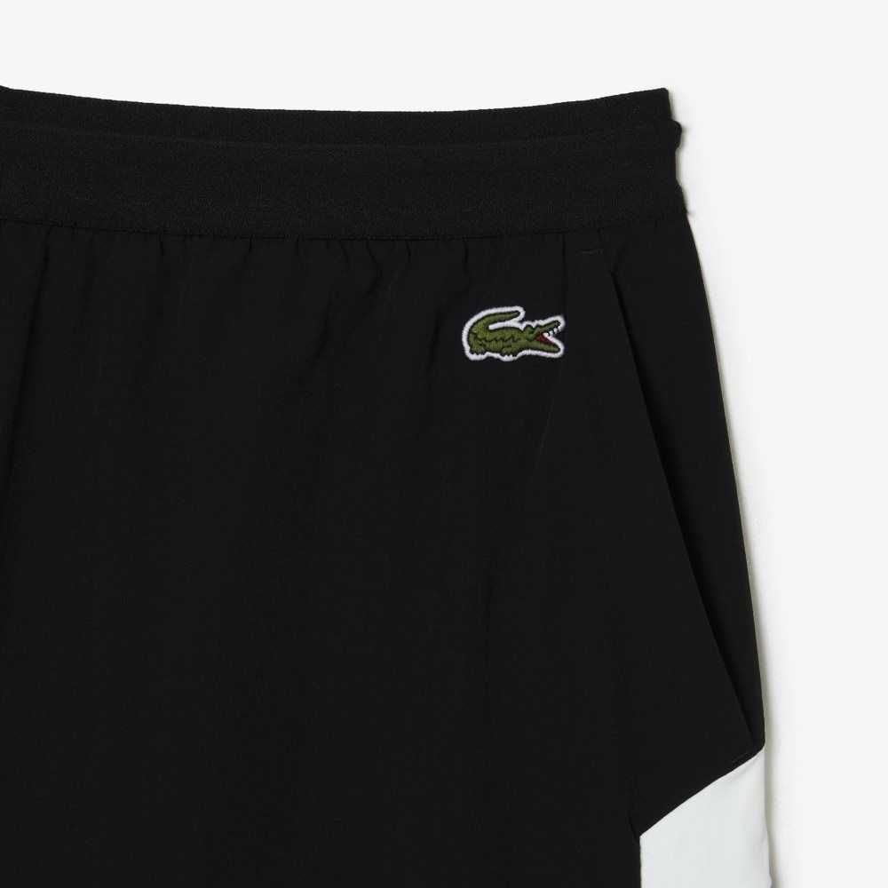 Black / White Lacoste Recycled Polyamide Colorblock Swim Trunks | DGBIHX-123