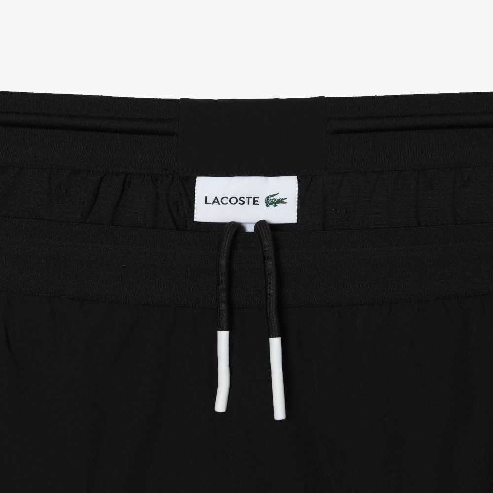 Black / White Lacoste Recycled Polyamide Colorblock Swim Trunks | DGBIHX-123