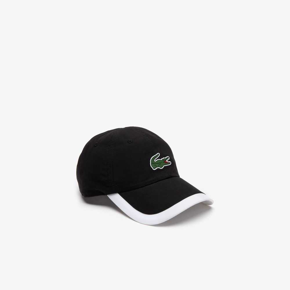 Black / White Lacoste SPORT Contrast Border Lightweight Cap | BGSAIP-804