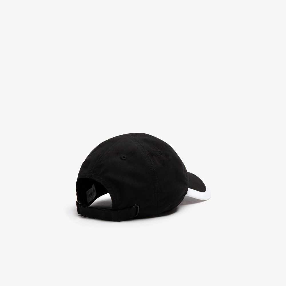 Black / White Lacoste SPORT Contrast Border Lightweight Cap | BGSAIP-804