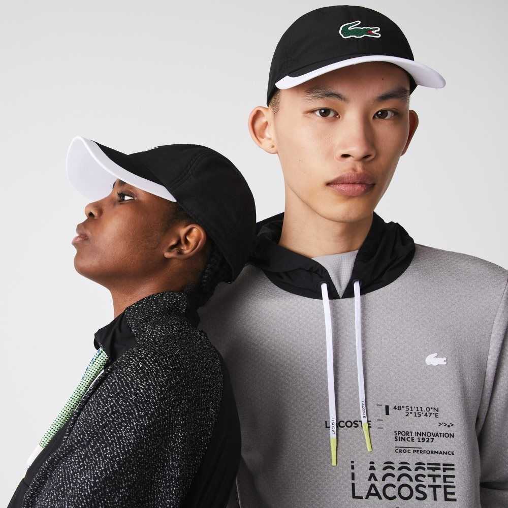 Black / White Lacoste SPORT Contrast Border Lightweight Cap | BGSAIP-804