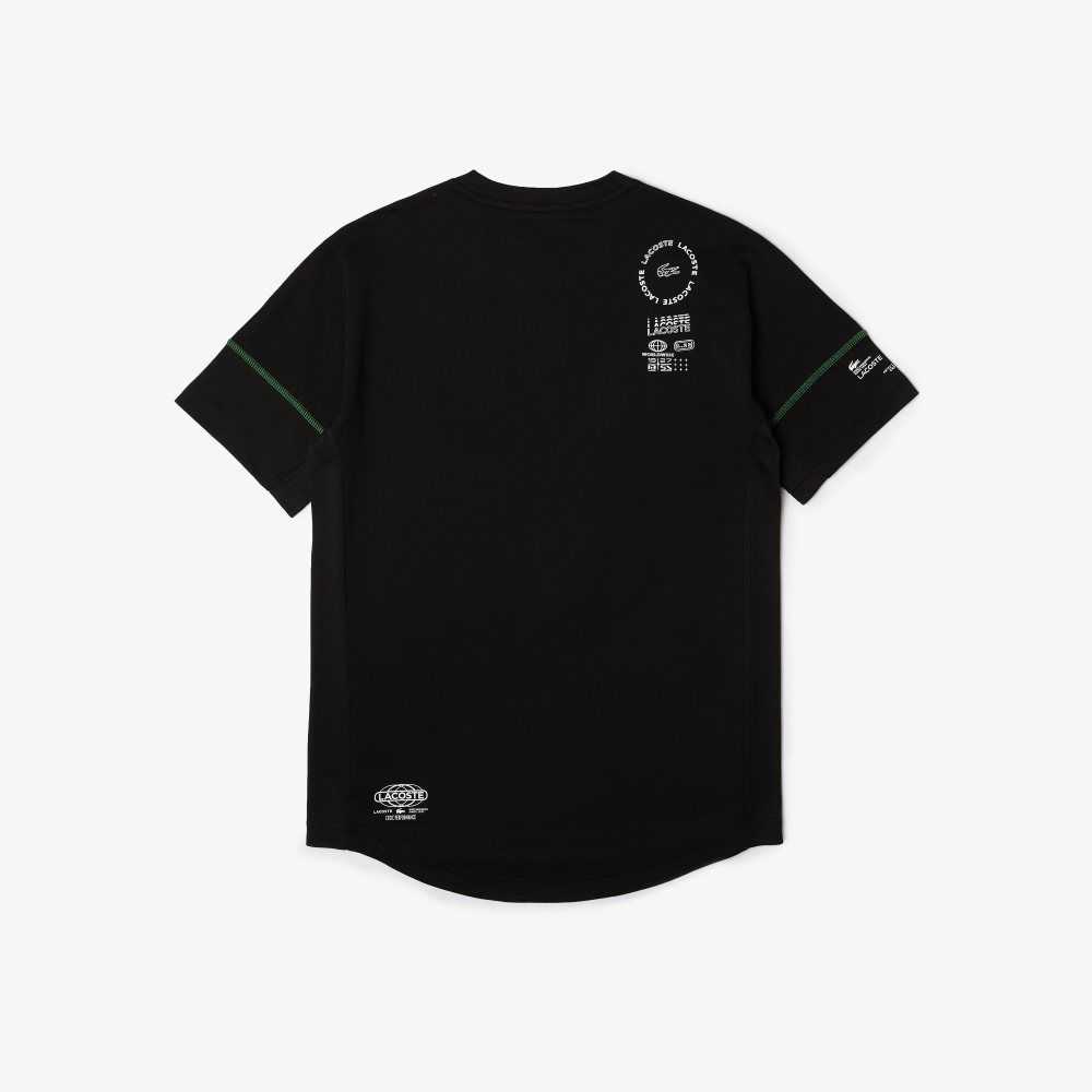 Black / White Lacoste SPORT Lettered Technical Cotton T-Shirt | XSPYQL-493