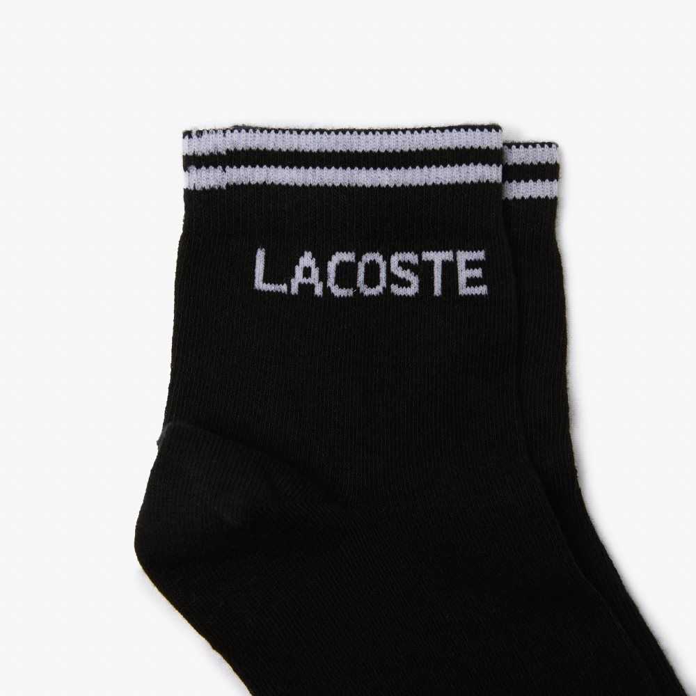 Black / White Lacoste SPORT Low-Cut Cotton Sock Two-Pack | ITNJLG-863