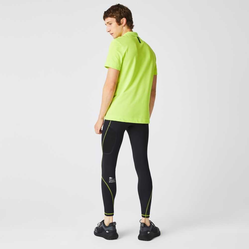 Black / Yellow Lacoste SPORT Thermal Leggings | AOCYLR-261