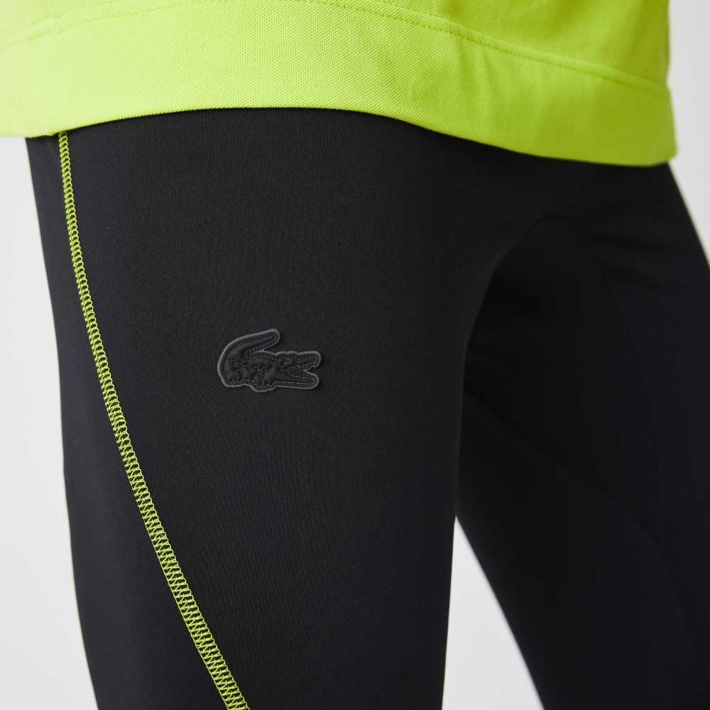 Black / Yellow Lacoste SPORT Thermal Leggings | AOCYLR-261