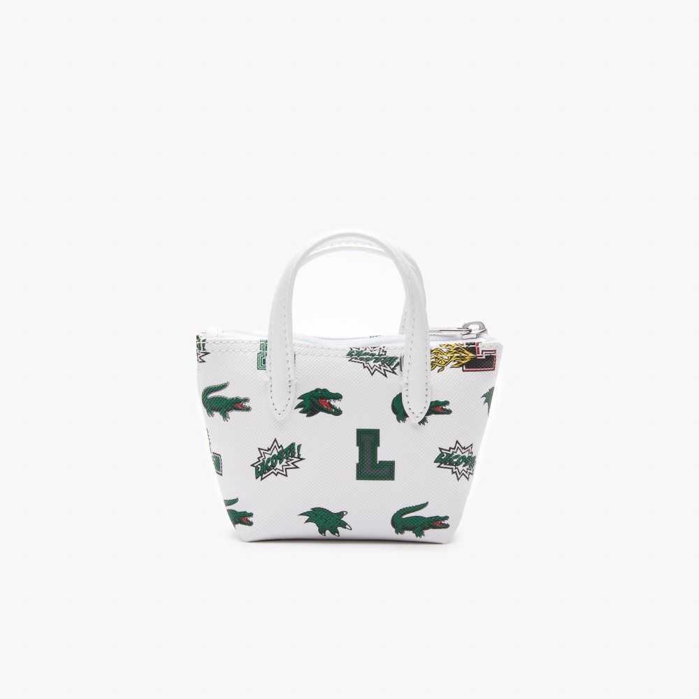 Blanc Croc Allover Lacoste Comic Print Nano Bag | QHGLNA-356