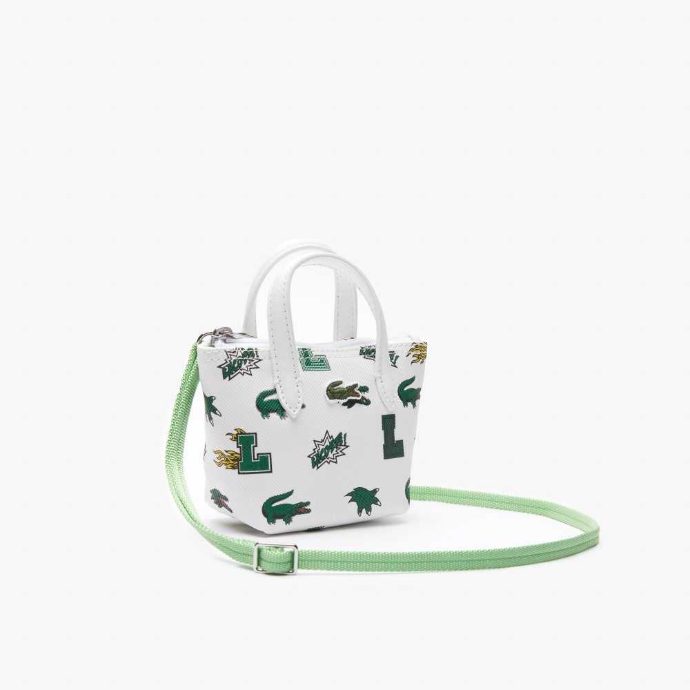 Blanc Croc Allover Lacoste Comic Print Nano Bag | QHGLNA-356