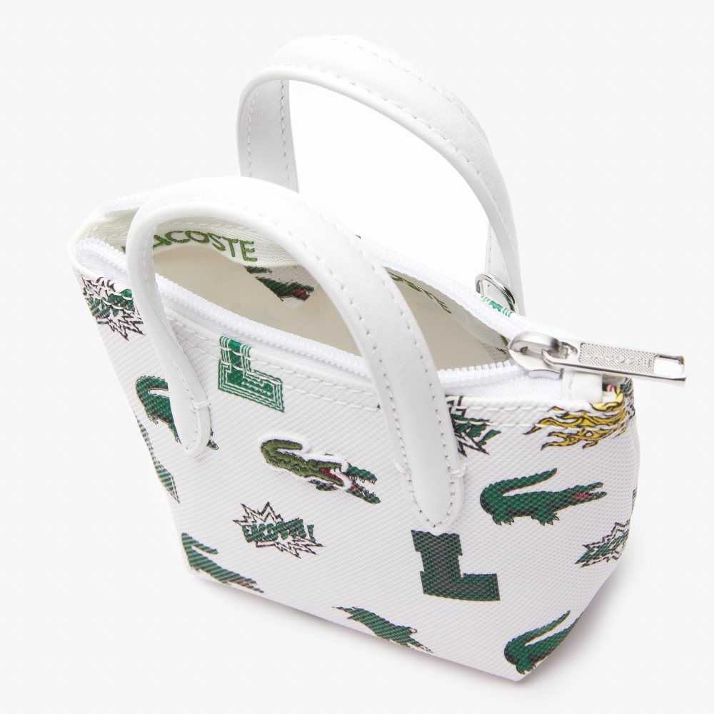 Blanc Croc Allover Lacoste Comic Print Nano Bag | QHGLNA-356