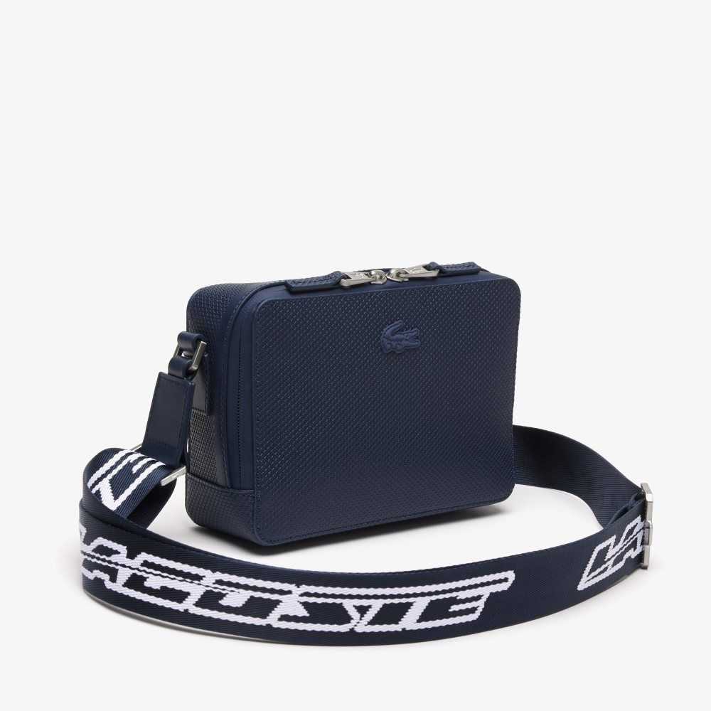 Bleu Nuit Blanc Lacoste Chantaco Logo Strap Bag | UFLKNB-094