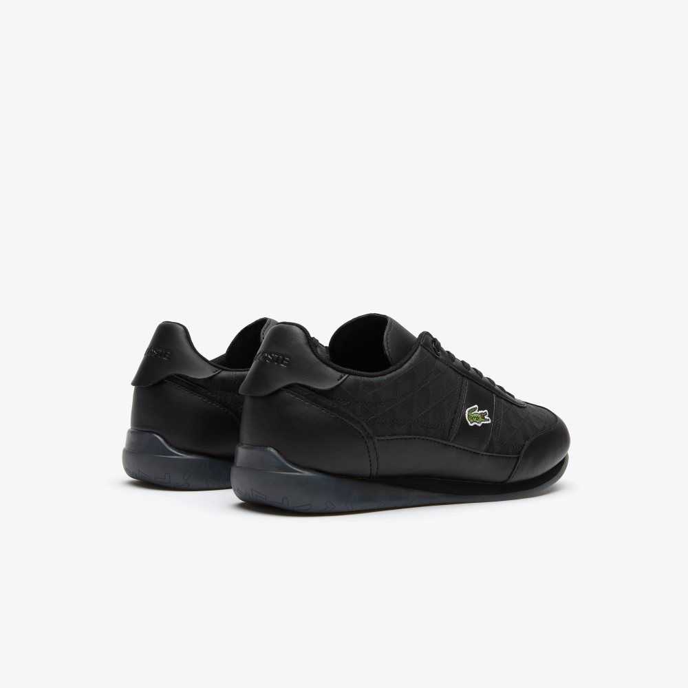 Blk/Blk Lacoste Angular Leather Sneakers | ACGBED-021