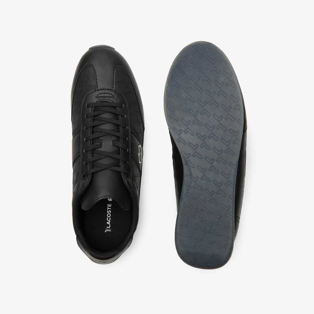 Blk/Blk Lacoste Angular Leather Sneakers | ACGBED-021