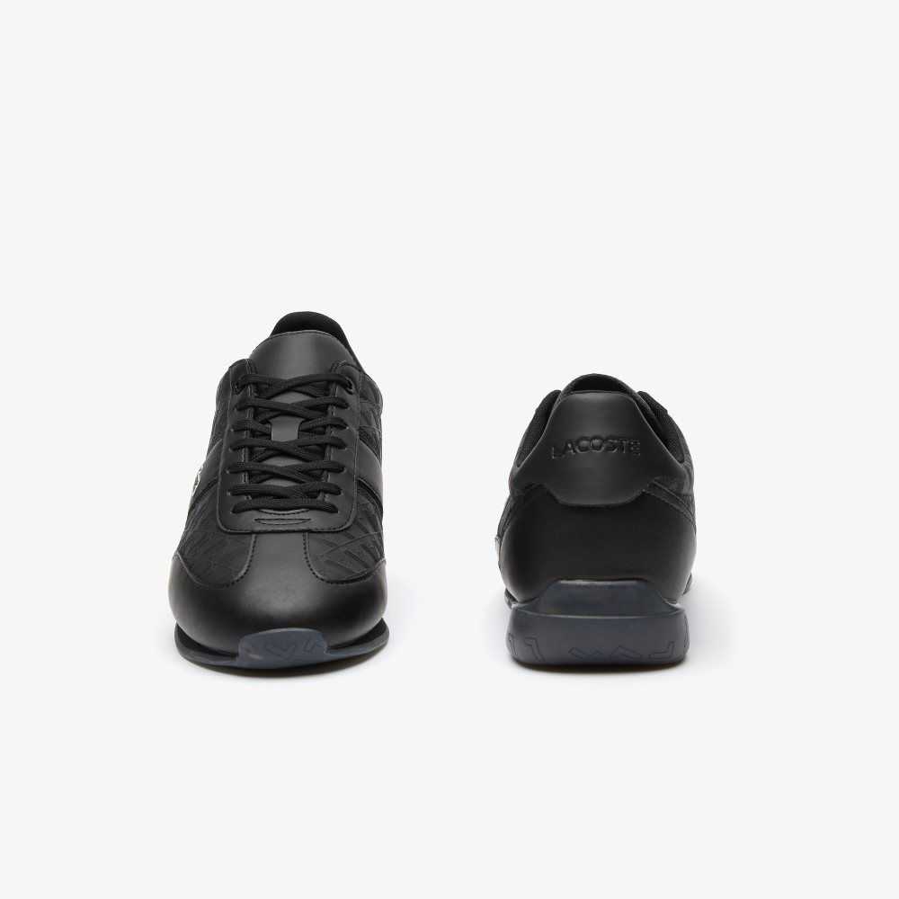 Blk/Blk Lacoste Angular Leather Sneakers | ACGBED-021