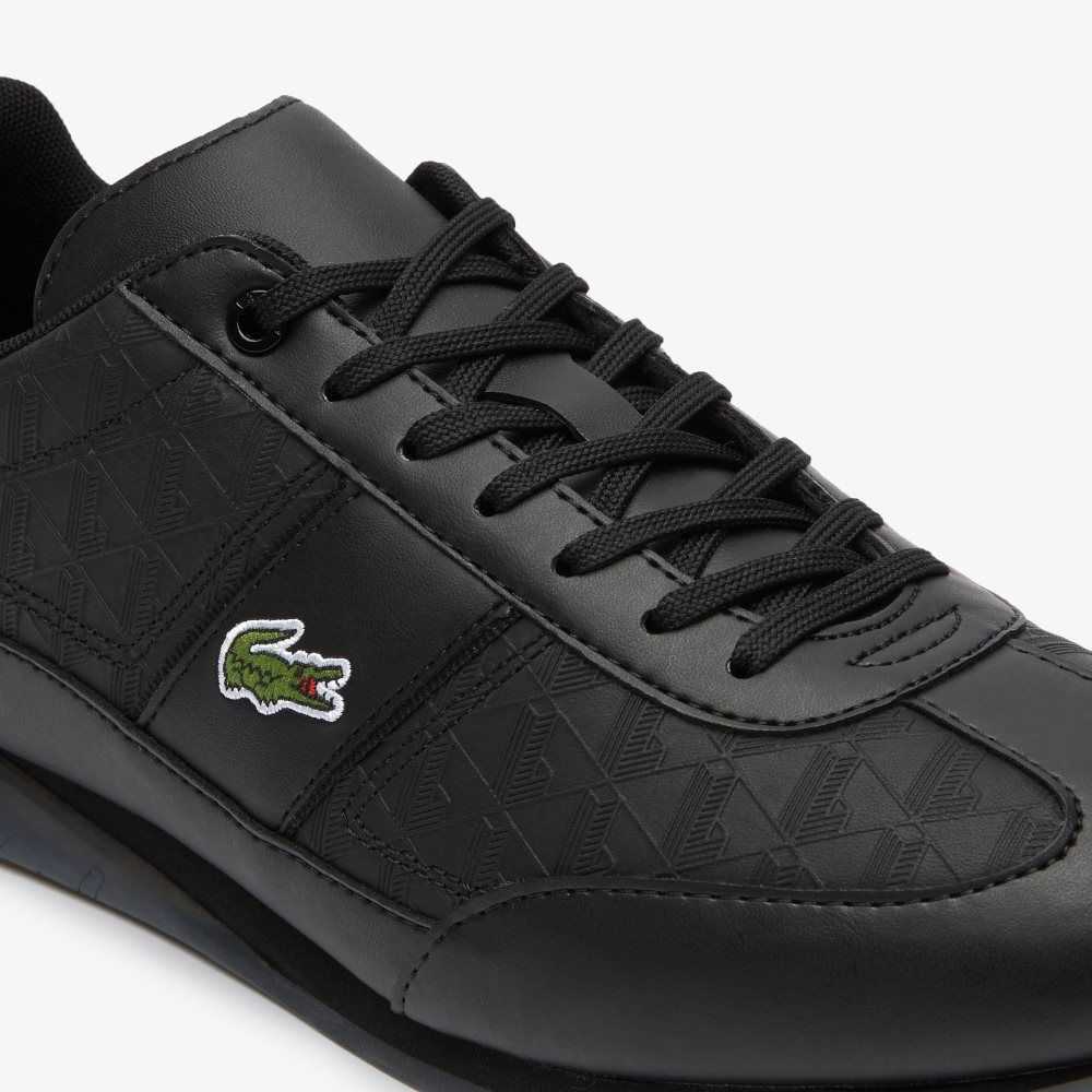 Blk/Blk Lacoste Angular Leather Sneakers | ACGBED-021