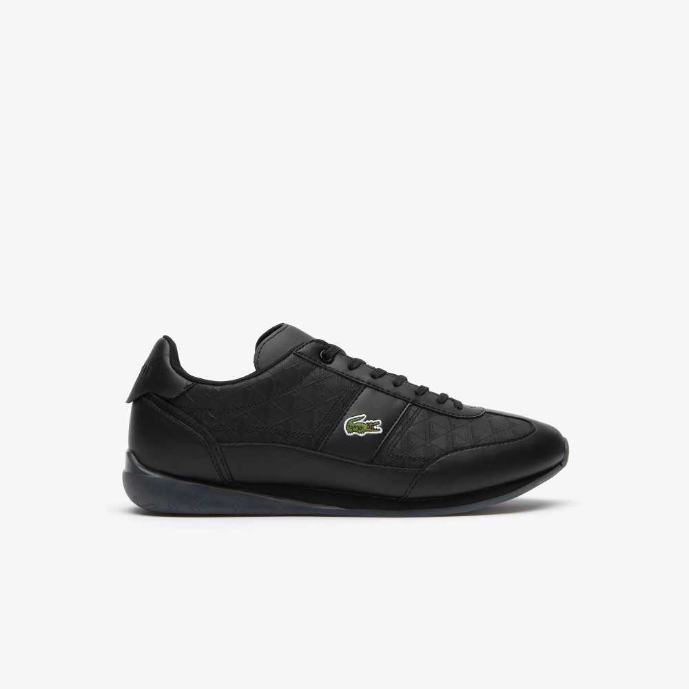 Blk/Blk Lacoste Angular Leather Sneakers | ACGBED-021