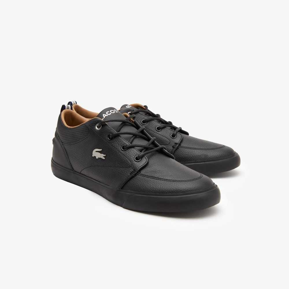 Blk/Blk Lacoste Bayliss Leather Perforated Collar Sneakers | XALYHE-875