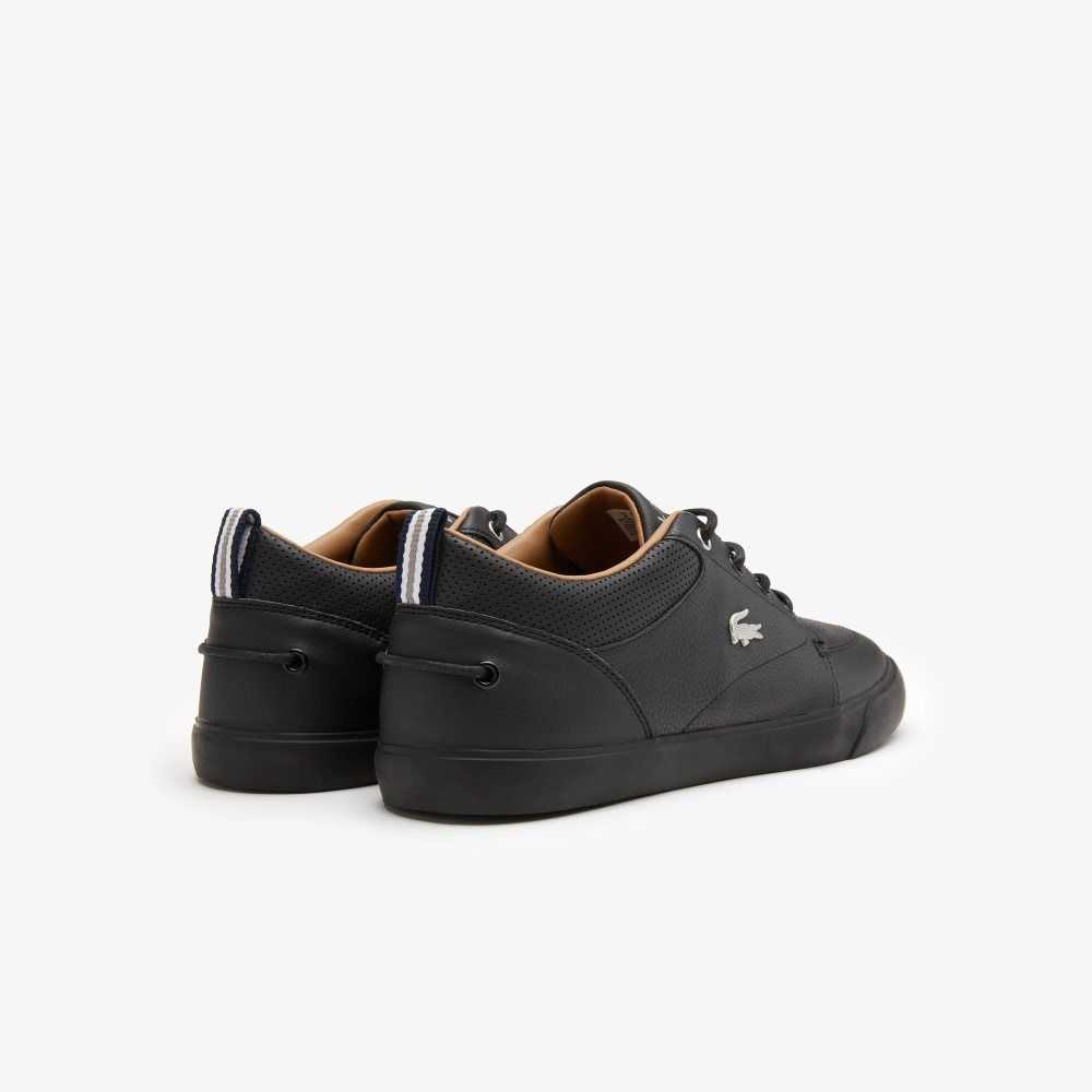 Blk/Blk Lacoste Bayliss Leather Perforated Collar Sneakers | XALYHE-875