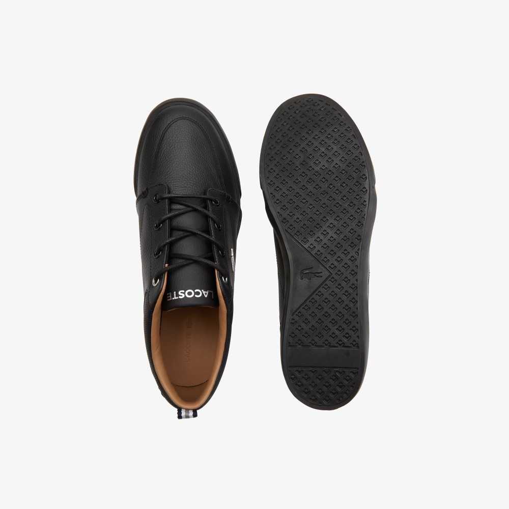 Blk/Blk Lacoste Bayliss Leather Perforated Collar Sneakers | XALYHE-875