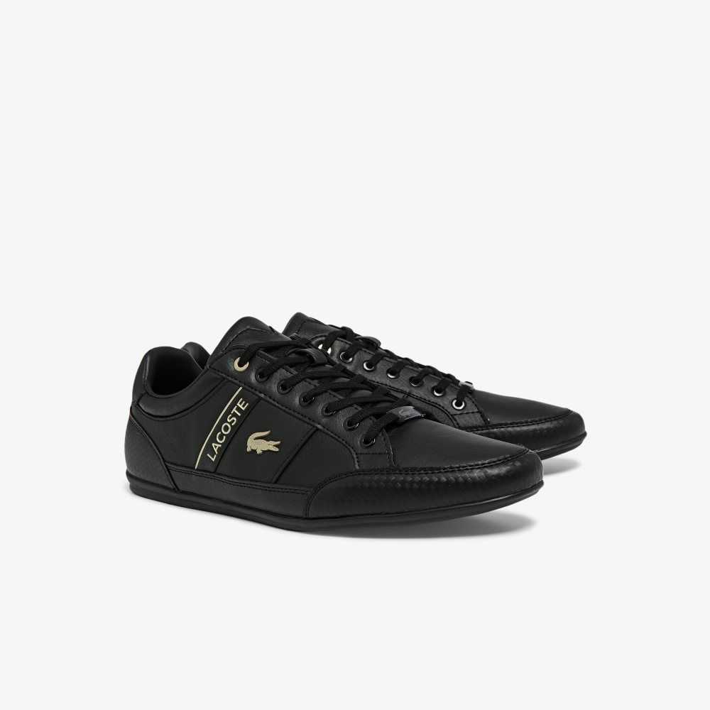 Blk/Blk Lacoste Chaymon Leather Sneakers | TWVKOR-597