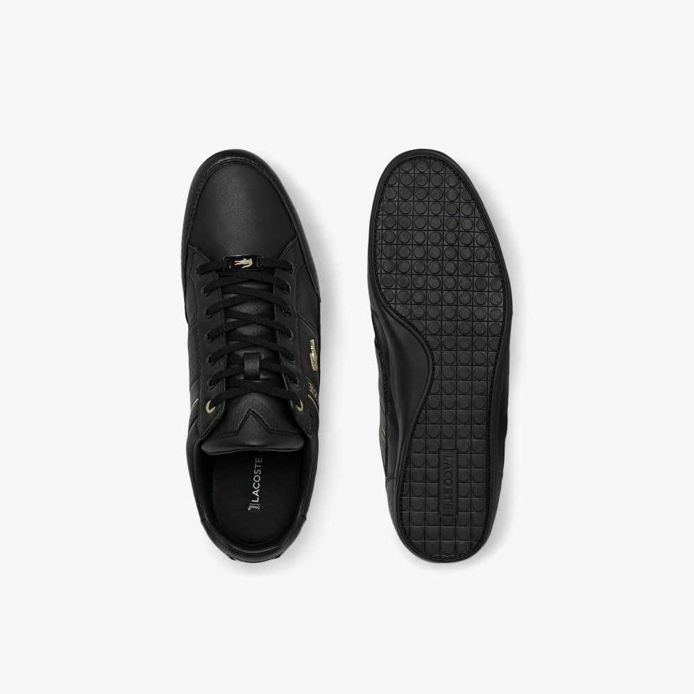 Blk/Blk Lacoste Chaymon Leather Sneakers | TWVKOR-597