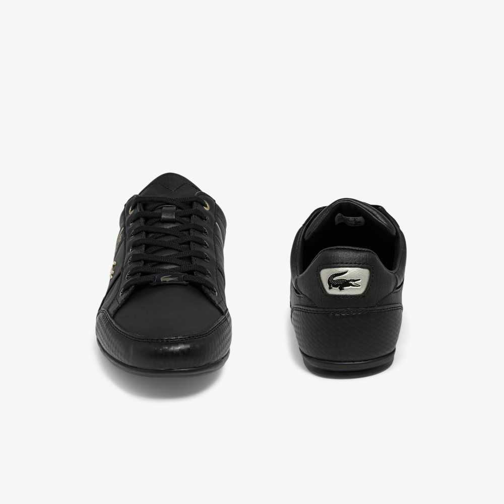 Blk/Blk Lacoste Chaymon Leather Sneakers | TWVKOR-597