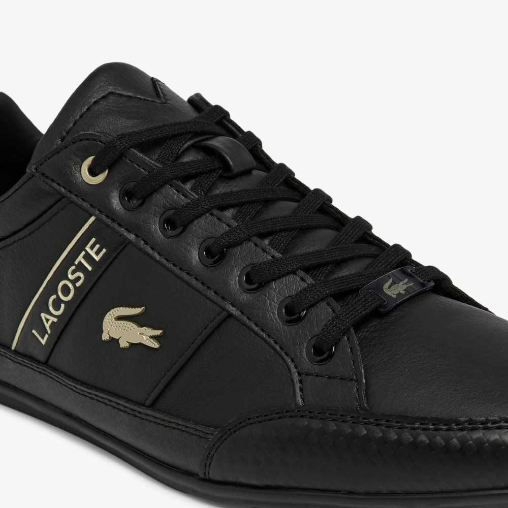 Blk/Blk Lacoste Chaymon Leather Sneakers | TWVKOR-597