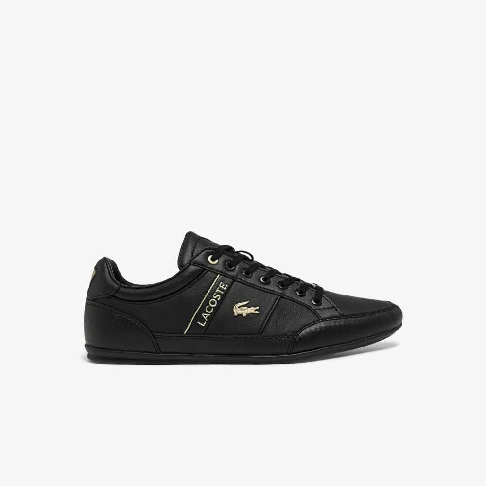 Blk/Blk Lacoste Chaymon Leather Sneakers | TWVKOR-597