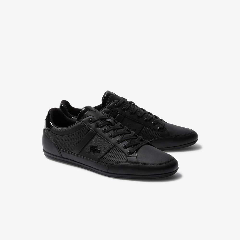 Blk/Blk Lacoste Chaymon Perforated Leather Sneakers | FTNUJL-540