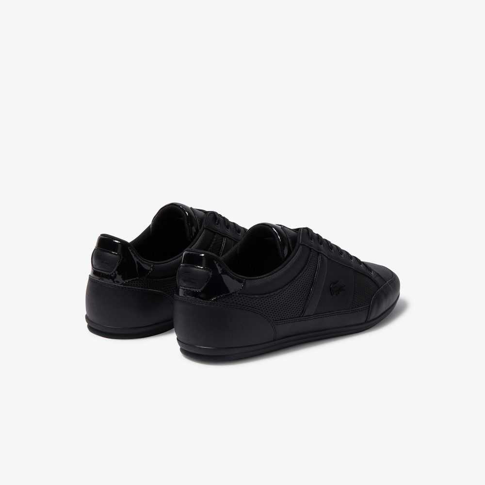 Blk/Blk Lacoste Chaymon Perforated Leather Sneakers | FTNUJL-540