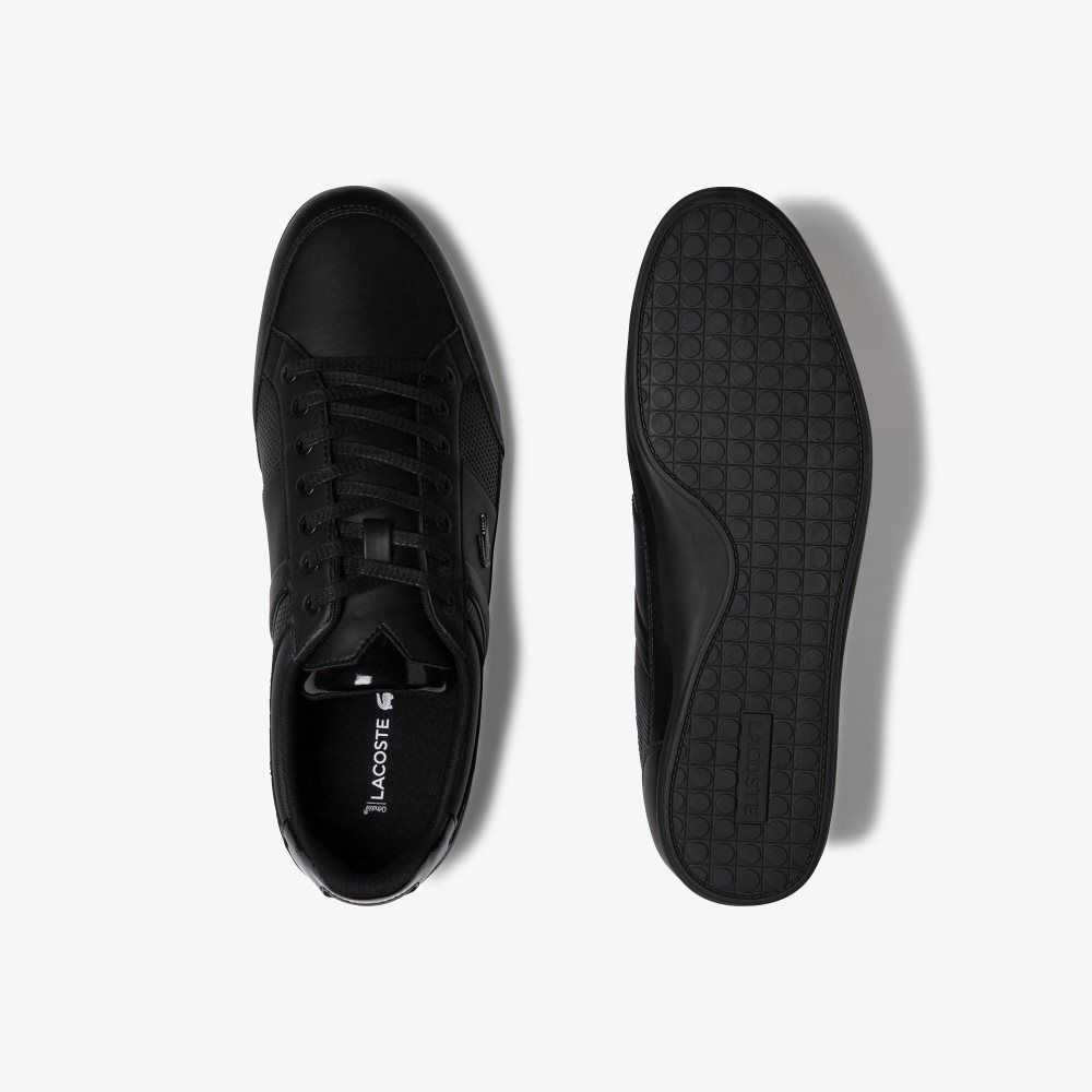 Blk/Blk Lacoste Chaymon Perforated Leather Sneakers | FTNUJL-540