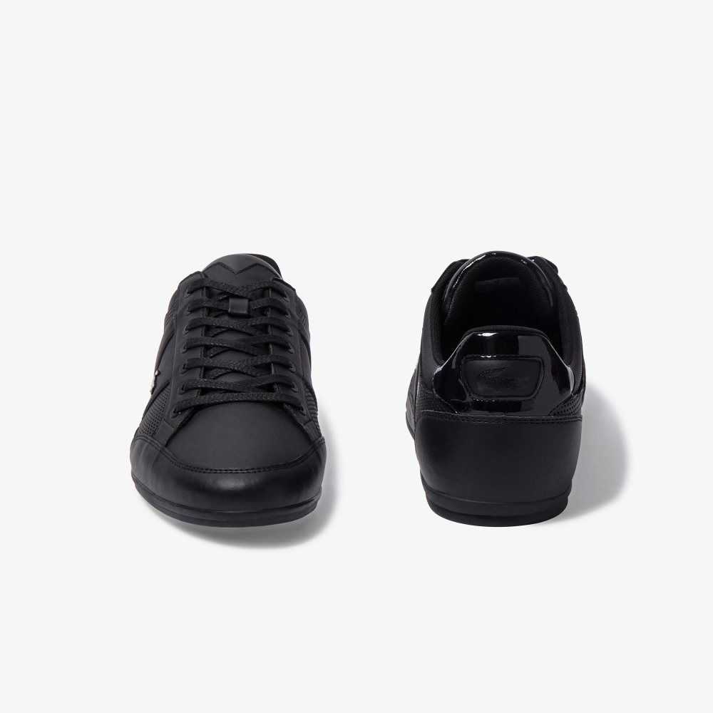 Blk/Blk Lacoste Chaymon Perforated Leather Sneakers | FTNUJL-540